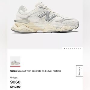 Unisex New Balance 9060 in Sea Salt/Concrete